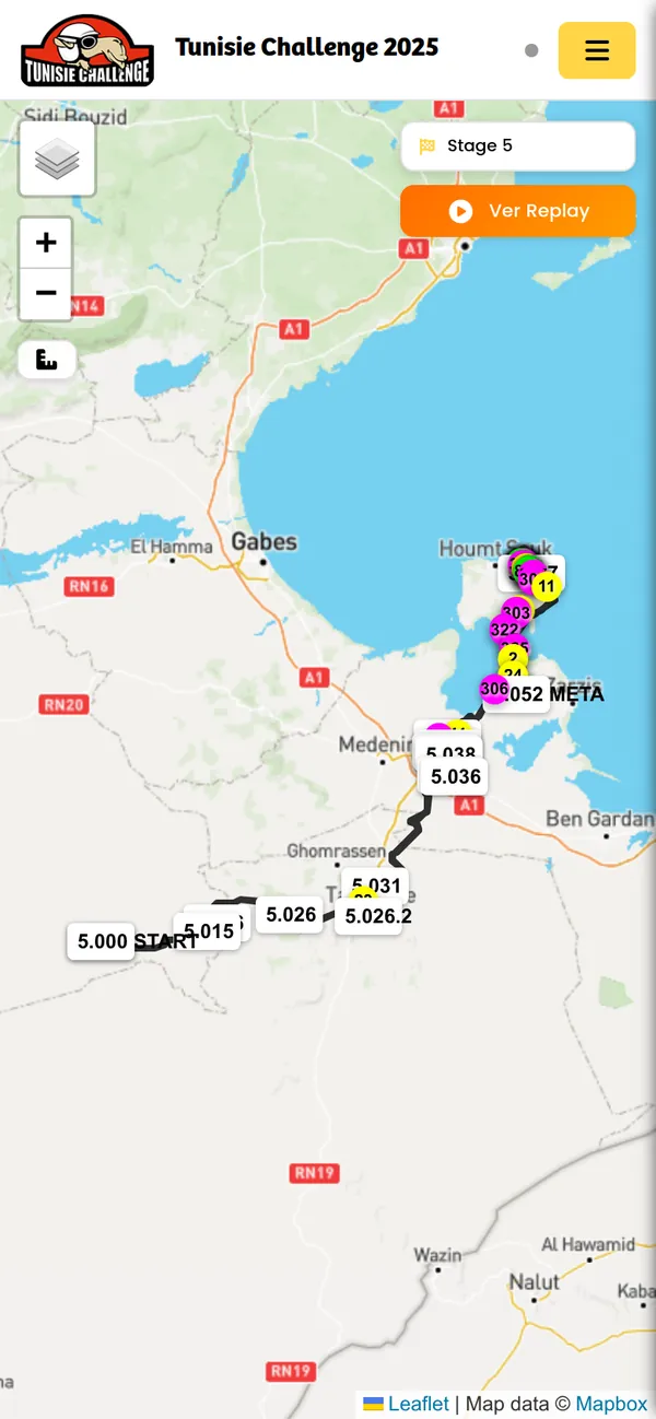 The same stage in Live Tracking on a phone.